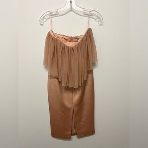 KEEPSAKE the Label Blush Strapless Dress with Chiffon Overlay